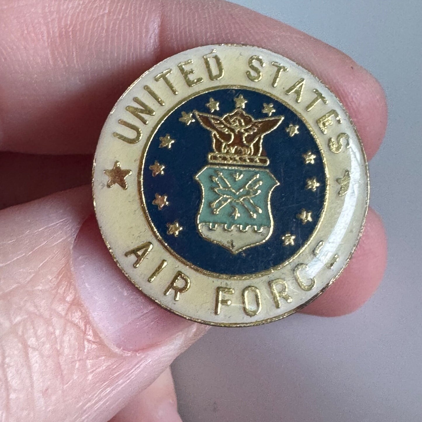Vintage United States Air Force Round Enamel Pin – Military Pride Emblem