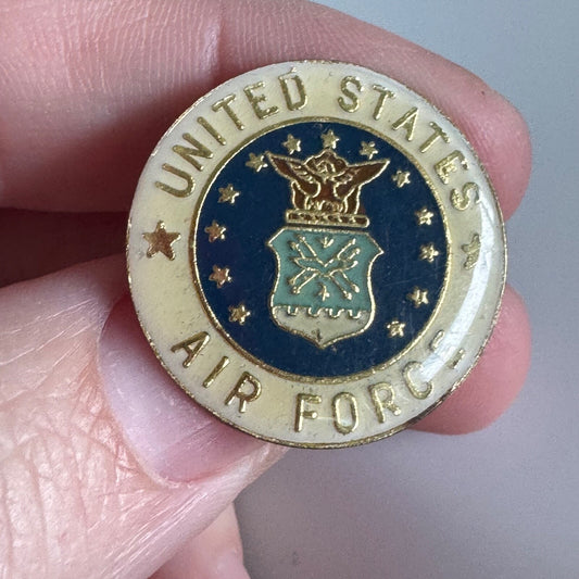 Vintage United States Air Force Round Enamel Pin – Military Pride Emblem