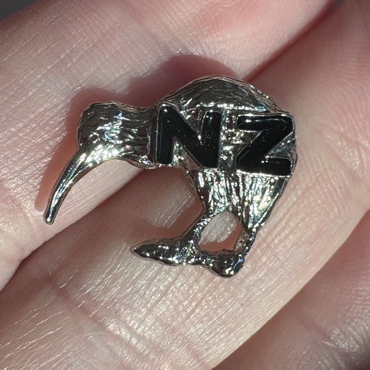 Vintage New Zealand Kiwi Lapel Pin NZ Silver Tone Tie Tack Souvenir Tourist