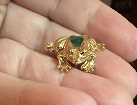 VTG Avon Frog Green Enamel Gold Tone Lapel Pin Tie Tack