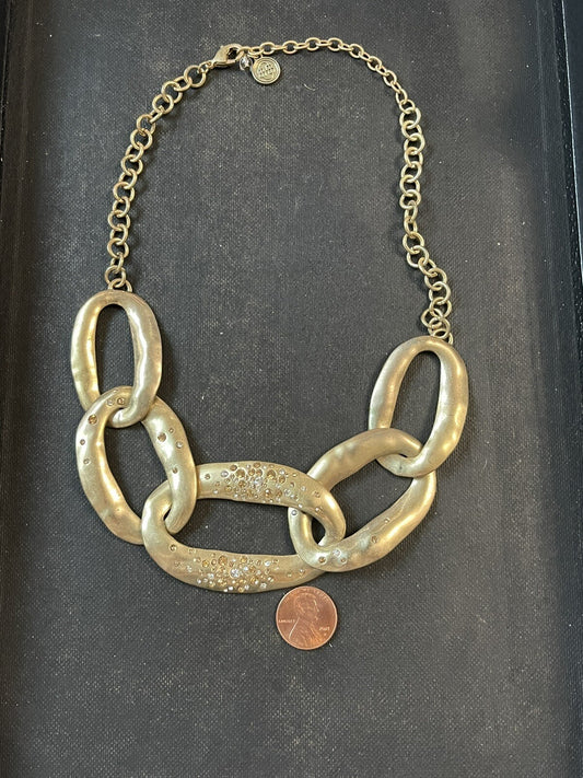 Dana Buchman Crystal Link Statement Necklace Gold-tone 19”