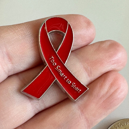 Too Smart to Start Red Ribbon Awareness Pin – Anti-Drug Campaign Emblem