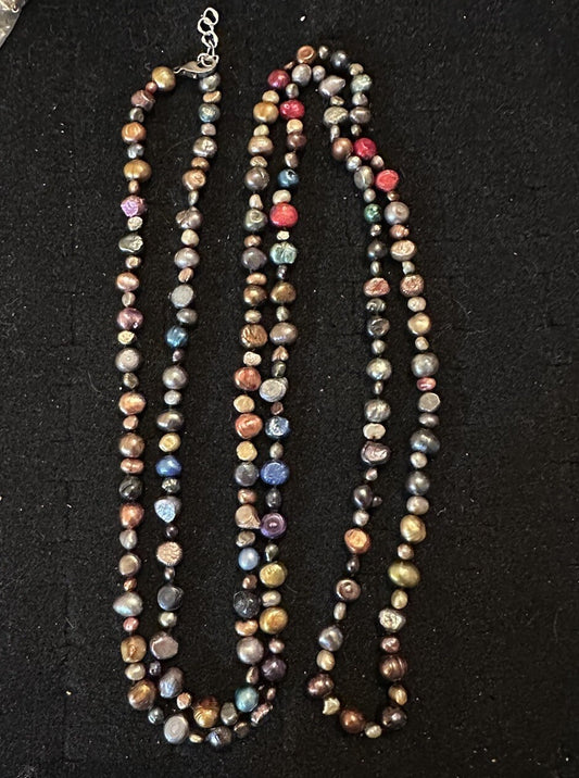 50” Necklace Multicolor & Size Dyed Freshwater Pearls Purple Blue & More Endless