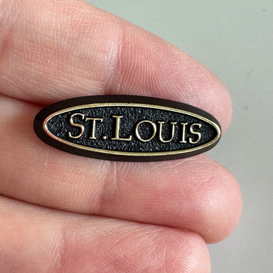 Vintage St. Louis Oval Metal Pin – Missouri Travel Tourist Souvenir Saint St