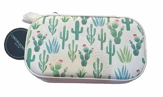 Cynthia Rowley New York Cactus Pink Green Jewelry Travel Box Tassel Zipper Pull