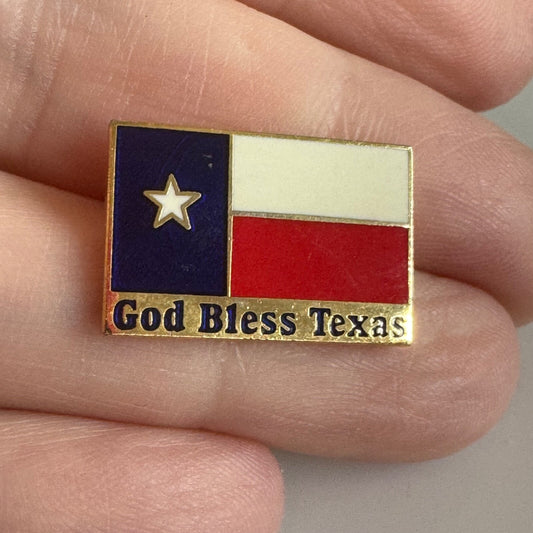 Vintage God Bless Texas Flag Lapel Pin Tie Tack Enamel