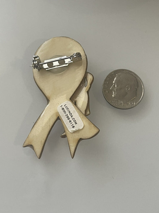Breast Cancer House Pins By Lucinda Brooch - Sparkly Person Pink Ribbon