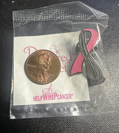 THE PAMPERED CHEF Lapel Pin HELP WHIP CANCER Breast Cancer