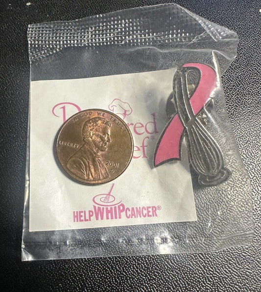 THE PAMPERED CHEF Lapel Pin HELP WHIP CANCER Breast Cancer