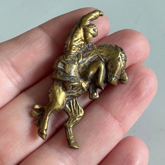 Vintage Bronze Rodeo Rider Pin – Cowboy on Bucking Horse