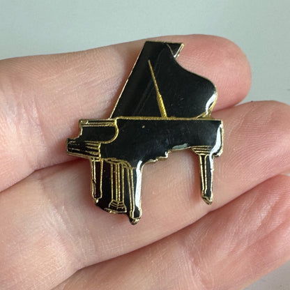 Vintage Mini Grand Piano Pin –  Black & Gold Music Lover’s Pin