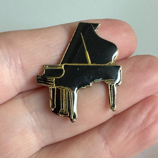 Vintage Mini Grand Piano Pin –  Black & Gold Music Lover’s Pin