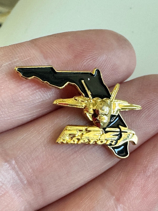 F-22 Raptor Fighter Jet Florida State Pin – Black & Gold Lockheed Martin