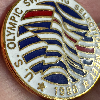 Vintage 1988 U.S. Olympic Swimming Selection Meet Pin Team USA Olympics RARE