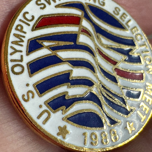 Vintage 1988 U.S. Olympic Swimming Selection Meet Pin Team USA Olympics RARE