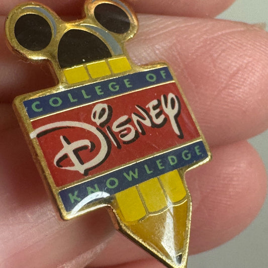 Vintage College of Knowledge Disney Lapel Pin Pencil Mickey Ears