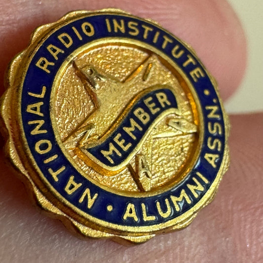 Vintage National Radio Institute Alumni Association Member Lapel Pin Tie Tack