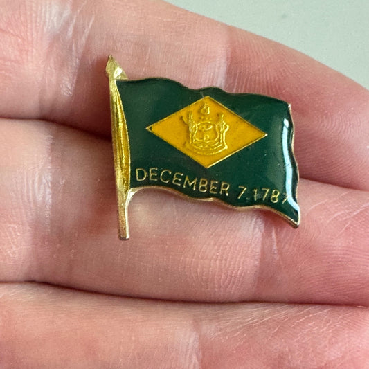 Vintage Delaware State Flag Enamel Pin Tie Tack – December 7, 1787