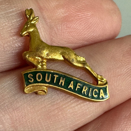 Vintage South Africa Olympic NOC Pin Springbok Enamel Lapel Pin