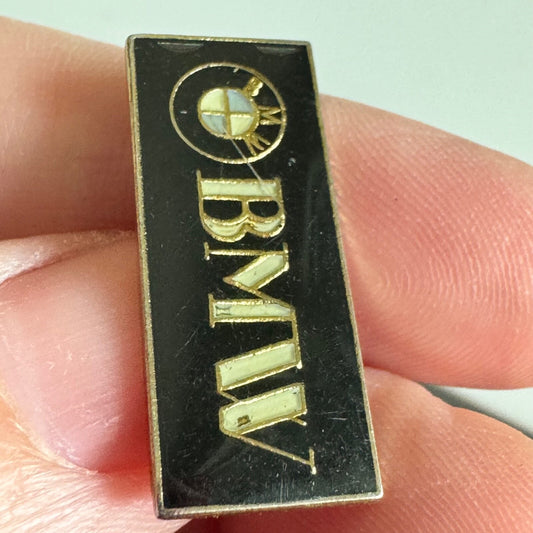 Vintage BMW Logo Pin – Sleek Black & Gold Auto Motorcycle Enthusiast Piece