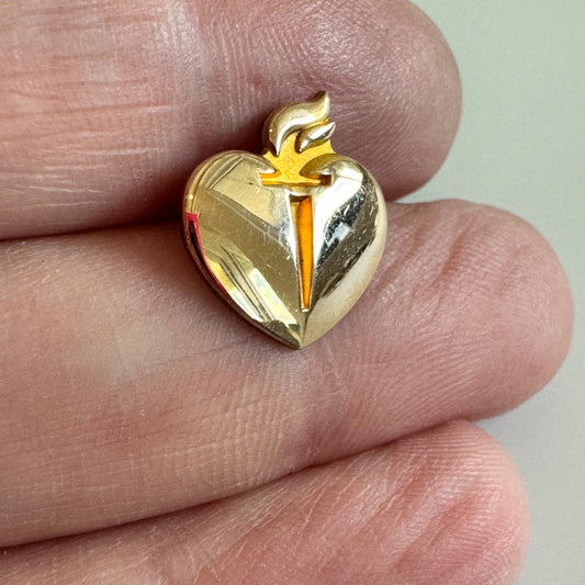 American Heart Association Gold Heart Logo Service Award Lapel Pin 1/10 10k GF