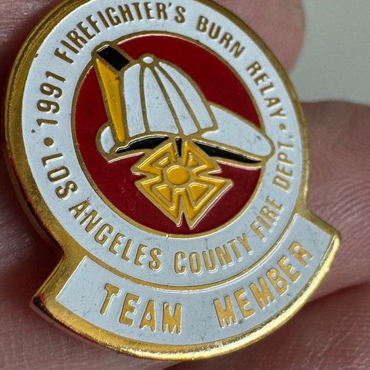 Vtg 1991 Firefighter's Burn Relay Los Angeles County Fire Dept. Team Member Pin