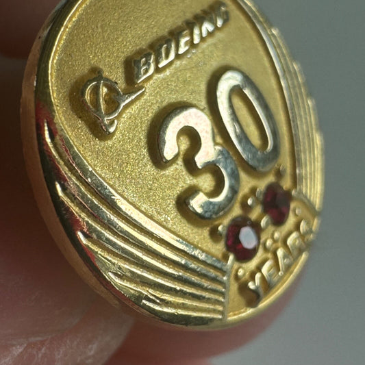 Vintage Boeing 30 Years Service Lapel Pin Gold Tone Screwback