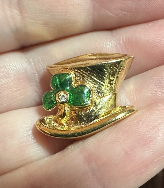 Vtg. Avon IRISH St. Patrick's Day Shamrock Clover Hat Leprechaun Enamel Pin Lot