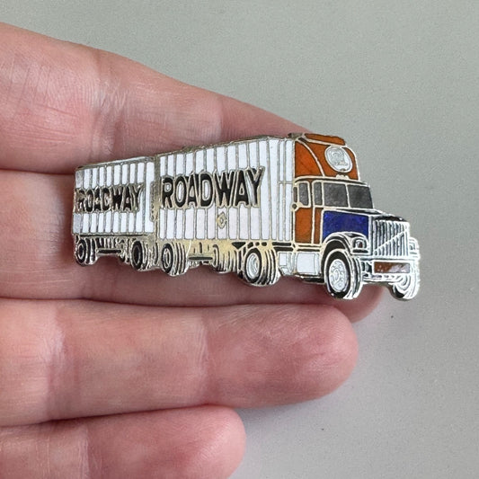 Large Roadway Express Vintage Tractor Double Trailers Metal Tie Tack Lapel Pin
