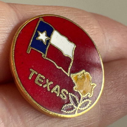 Vintage Texas State Flag Yellow Rose Souvenir Lapel Pin