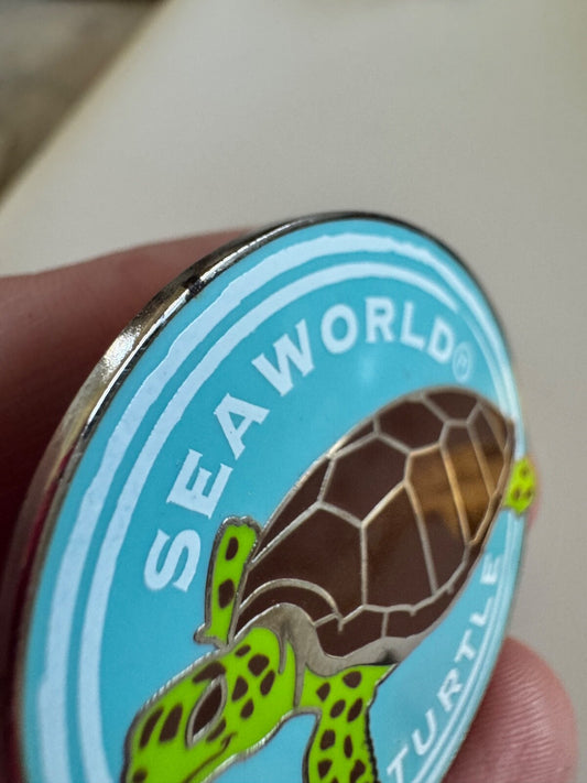 SeaWorld Sea Turtle Conservation Enamel Pin – Aqua & Green