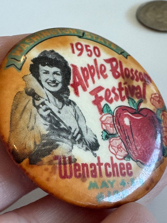 Vintage 1950 Wenatchee Apple Blossom Festival Pin Washington 