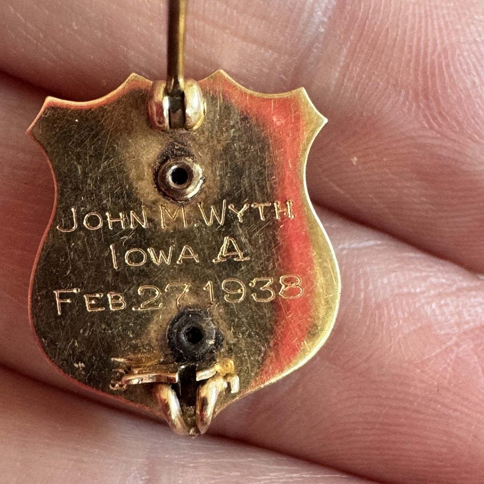 1938 14k Yellow Gold Vintage Enamel Frat Phi Kappa Psi Pin University of Iowa