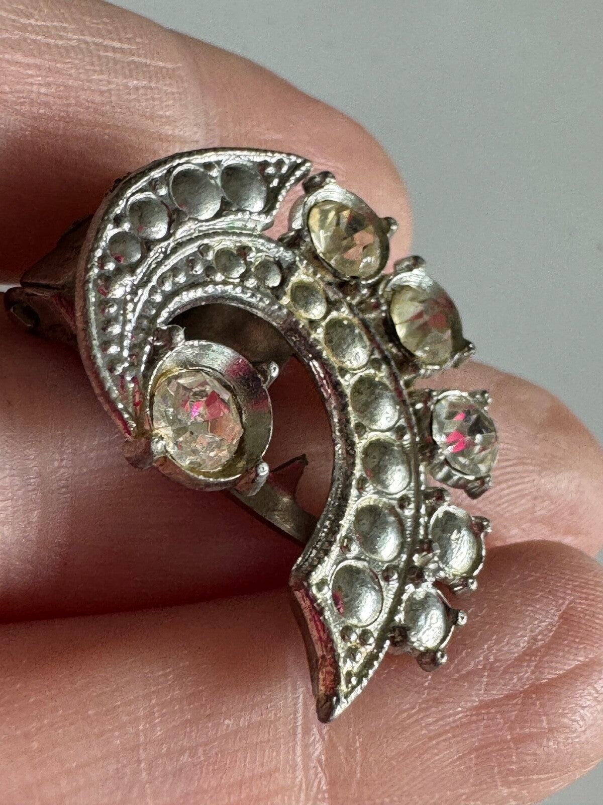 Antique Crescent Rhinestone Dress Clips – Art Deco Style