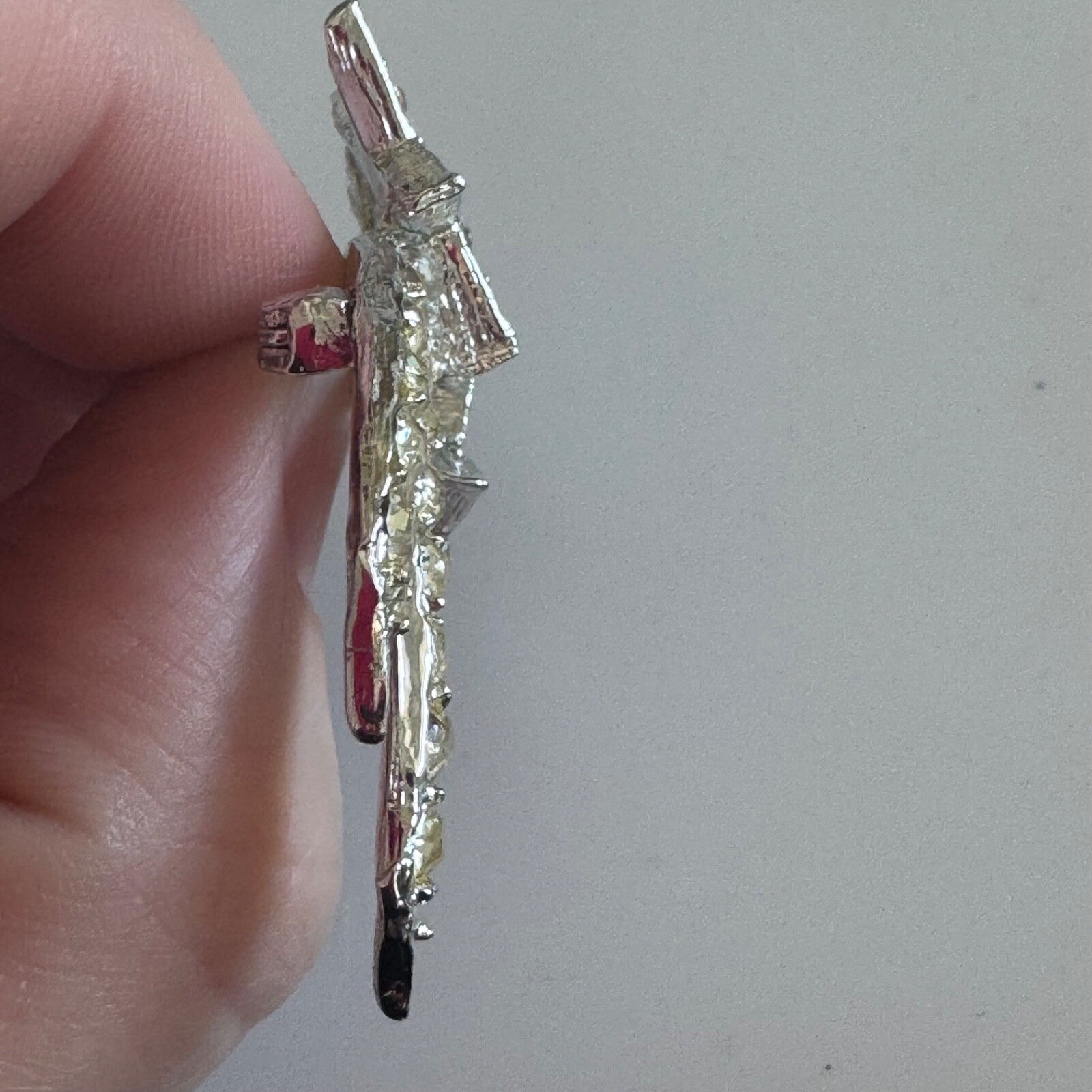 Vintage Silver Tone Shooting Star Brooch Crystal Rhinestone Pin