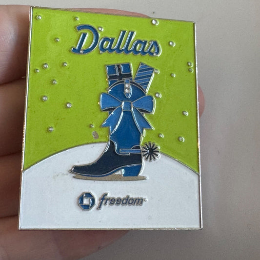 Chase Freedom Dallas Ice Skate Cowboy Boot Lapel Pin