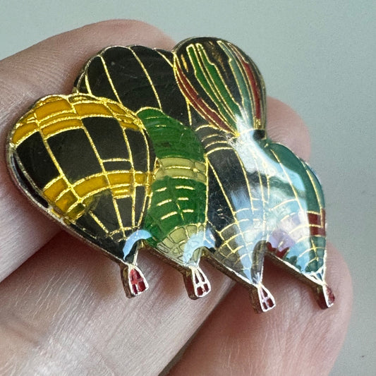 Vintage Multicolor Hot Air Balloons Enamel Pin – 6 Balloon Cluster