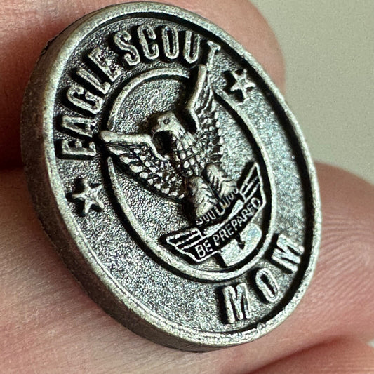 Vintage Eagle Scout Mom Lapel Pin – Oval, Silver Tone with Stars