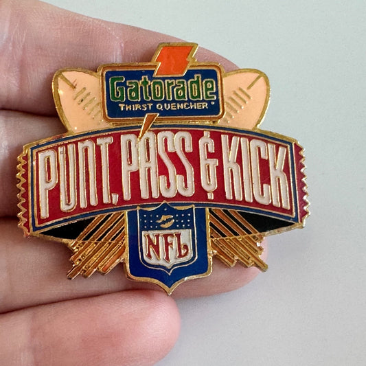 Vintage Gatorade NFL Punt Pass & Kick Thirst Quencher Promotional Enamel Pin