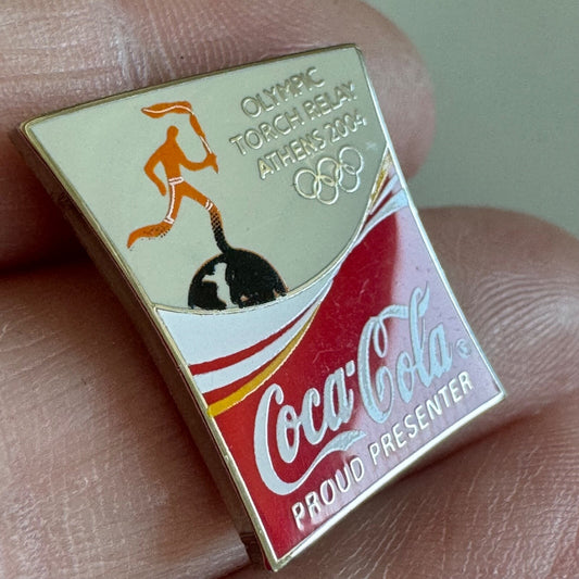 Vintage 2004 Olympic Torch Relay Athens Coca-Cola Lapel Pin