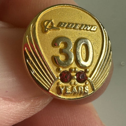 Vintage Boeing 30 Years Service Lapel Pin Gold Tone Screwback