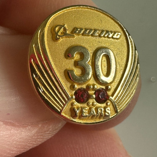 Vintage Boeing 30 Years Service Lapel Pin Gold Tone Screwback