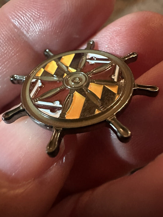 Vintage Maryland Flag Ship Wheel Travel Souvenir Pin - RARE