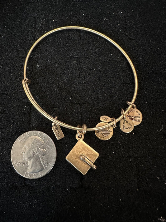 Alex and Ani Graduation Cap Charm Gold Bracelet 2014