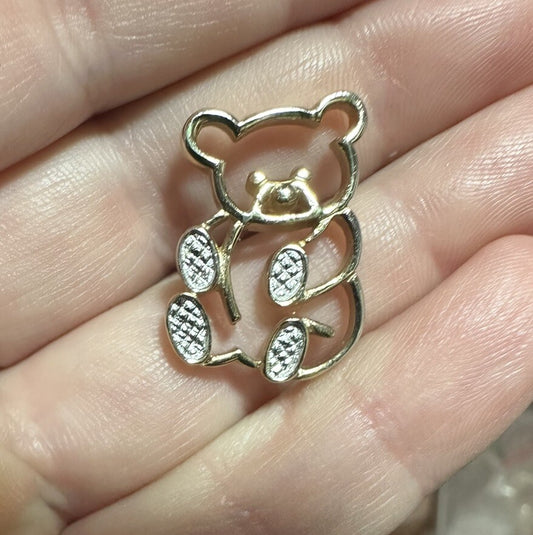1980 Teddy Bear Animal Pin Avon Vintage Brooch Gold Silver Two Tone Small