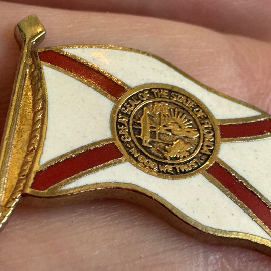 Vintage Florida Flag Lapel Pin Tie Tack Enamel - Nice!