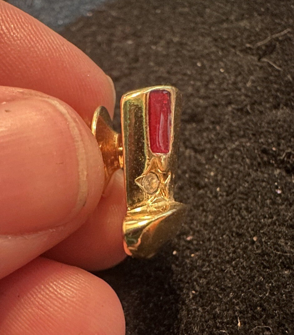 Vintage Avon Patriotic Uncle Sam Hat Red Blue Gold Rhinestone Pin United States