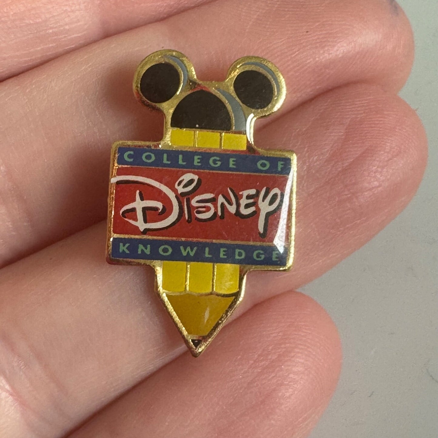 Vintage College of Knowledge Disney Lapel Pin Pencil Mickey Ears