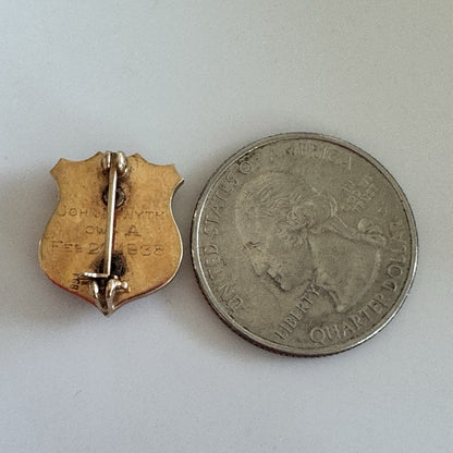 1938 14k Yellow Gold Vintage Enamel Frat Phi Kappa Psi Pin University of Iowa