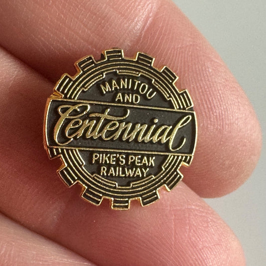Vintage Pike’s Peak Railway Centennial Pin – Manitou Railroad Gear Logo Badge